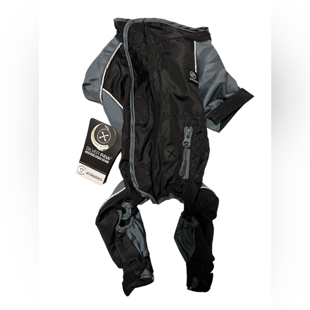 NWT dog pet silver paw full body raincoat rain suit waterproof size small S Odor - Picture 2 of 6